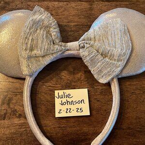 Disney Parks Authentic Minnie Mouse Ears Headband Gold Iridescent Ears and Bow
